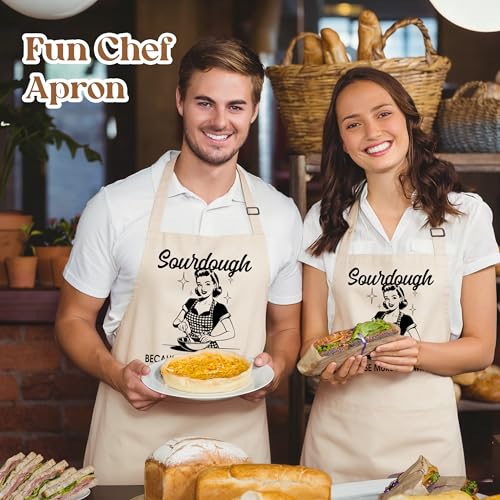 Sourdough Apron for Women with Deep Pockets - Funny Bakers Apron, Unique Sourdough Gifts for Women & Bread Bakers, Adjustable Kitchen Apron for Mom, Mother’s Day Baking Gift - B20 - color: Sourdough Because Murder is Wrong 1