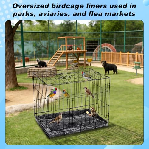 100 Pcs Large Disposable Bird Cage Liners Bulk 34'' x 22'' Elastic Plastic Small Animal Birds Cage Tray Liners Waterproof Universal Film Bird Accessories for Cockatiels Finches Canaries