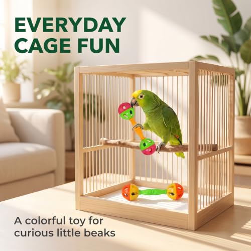 2 Pcs Bird Parrot Toy Rattle Birds Fun Exercise Plastic Double-Headed Bell Pet Toys Small and Medium Birds Foraging Foot Toy,Bird Toys, Pet Supplies