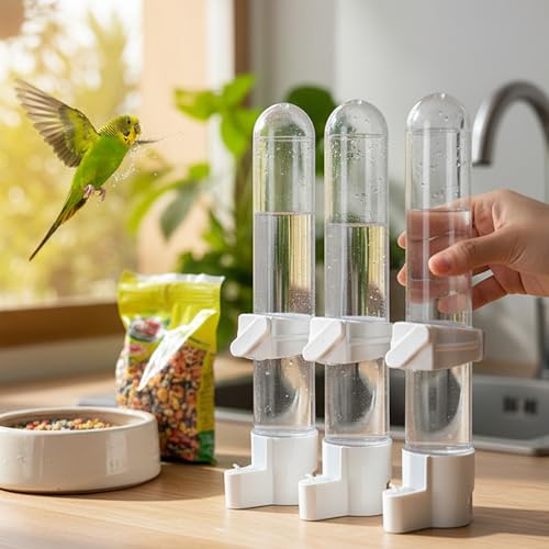 Automatic Bird Water Dispenser Cage Hanging Water Feeder with Anti-Spill Design for Parakeet Canary Small Parrot Lovebirds (3PCS 120ml Water Dispenser) - color: 3PCS 120ml Water Dispenser