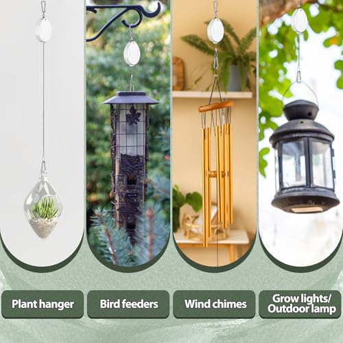 Leinuosen 4 Pack Upgraded Plant Pulleys for Hanging Plants Heavy Duty Retractable Plant Hanger, 304 Stainless Steel Rope Adjustable Climbing Hook for Garden Baskets Pots, Birds Feeder (White) - color: White