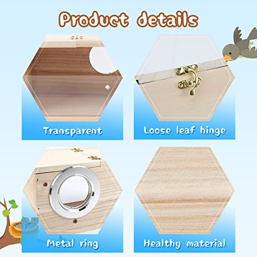 Parakeet Nesting Box,Transparent Cockatiel Nesting House(M) | Detachable Wooden Pine Bird Nest,Breeding box for Parrot, Lovebirds, Budgie, Conure, and Other Small Birds - size: M