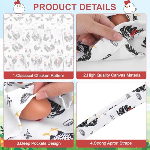 Egg Collecting Apron and Basket, 12 Pouches Chicken Egg Apron with 7 Pouches Basket, Aprons for Fresh Eggs - color: Style 1