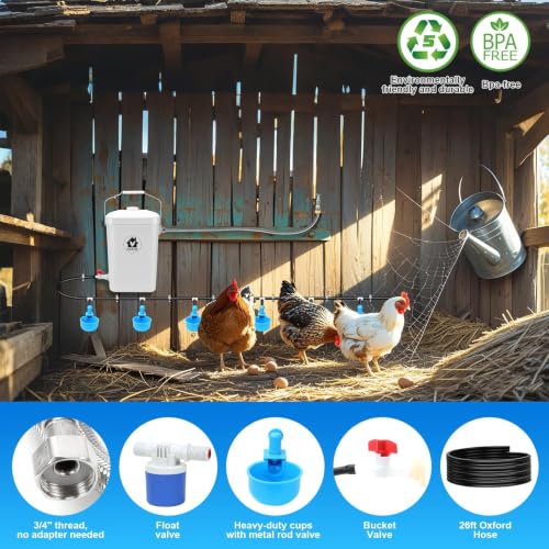 Automatic Chicken Waterer Float Controlled, 3 Gallons Poultry Waterer Dispenser with Hose Attachment, Poultry Automatic Drinking Accessories for Chicks, Duck, Goose, Turkey - size: 3 Gallon with soft tube