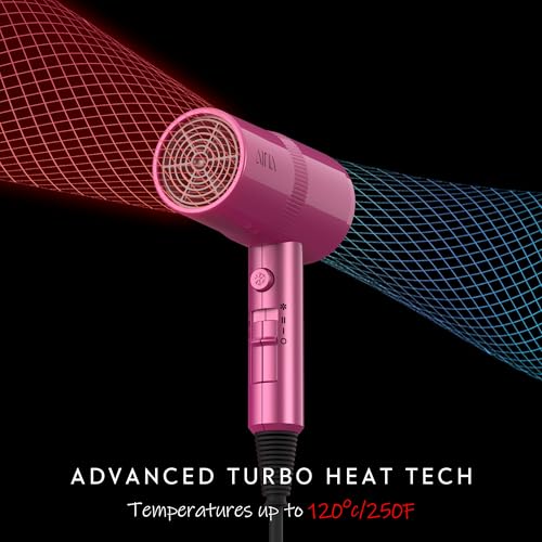 AINA Hair Dryer with Diffuser,Comb Full-Featured Blow Dryer 110V(Neon Pink) | 3 Heat/2 Speed;Cold shut button;Lightweight;Compact Size;High Temp;Low Airflow;Same Results;Less Expense - color: Neon Pink, size: 4 Piece
