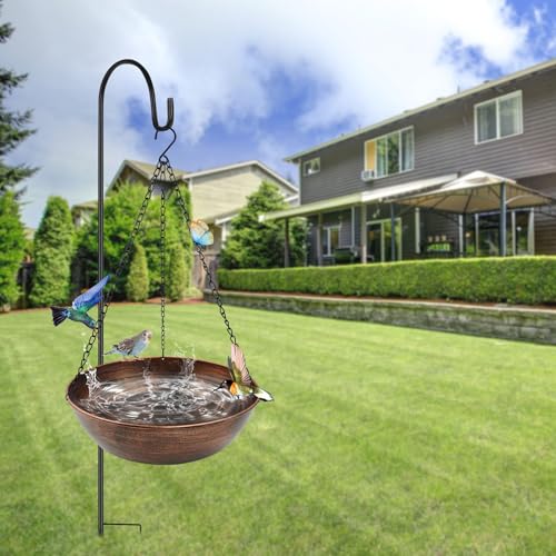 13" Metal Hanging Bird Bath with Chains and Hook | 3" Deep Bowl, 1.4Gal Capacity, 3 Chain Support, Easy Cleaning, Rust Resistant, Birdbath or Bird Feeder Garden Decor