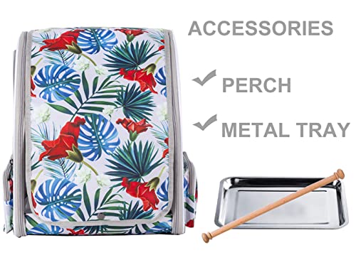 Bird Travel Carrier Backpack with Wooden Stand Perch, Small to Medium Bag to Carry Parrot Parakeet Conure Cockatiel (Multi-Colored, Bird Backpack) - color: Multi-Colored