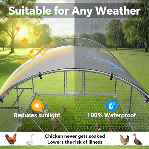 13.1x9.8 FT Large Metal Chicken Coop, Walk-in Poultry Run Enclosure | Weatherproof Cover, Reinforced Metal Frame, Walk-in Chicken Run, Outdoor Poultry Cage for Hens Ducks Rabbits - size: 157.1"L x 118"W x 78"H