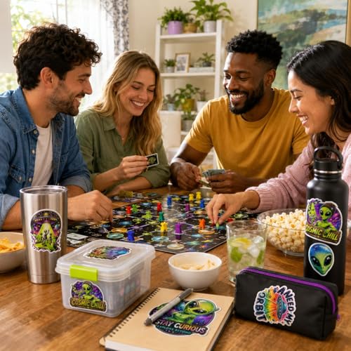 30PCS Alien Stickers for Teens Adults, Saucer Outer Space Sci Fi | Vinyl Waterproof Matte Decals for Laptop Water Bottle Skateboard Helmet Car - color: Alien 30 Stickers