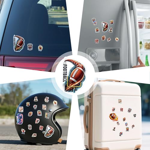 100 PCS Football Stickers Pack, Sport Non Repeating Game Day Decals | Vinyl Waterproof for Helmet Skateboard Car Laptop Water Bottle Adults Teens - color: Football Stickers