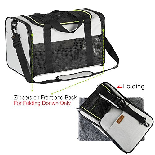 Cat Carrier - Portable Foldable Dog Pet Carrier, Soft-Sided Pet Bag up to 28 Lbs, Airline Approved Travel Puppy Carrier - color: Grey, size: 19.7"L x 12"W x 12"H