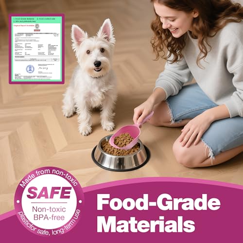 Dog Food Scoop 2 Pack, Pet Cup Capacity Cat Food Scooper With Measuring Lines For Dog, Puppy and Cat Coffee Bean, Flour Scoop Pink - color: Light Pink