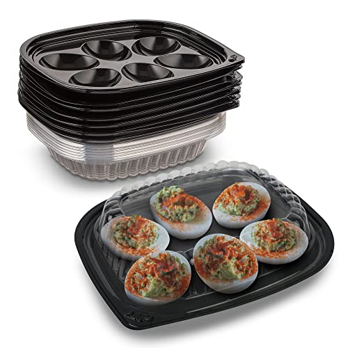 MT Products Clear Deviled Egg Containers Holds 6 Eggs 6.5" x 5.63" x 1.19" - Durable Egg Platter Tray (Pack of 12) - Made in the USA - size: 6.5 x 5.63 x 1.19 in