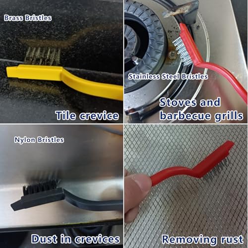 CRAFNEW 11Pcs Crevice Cleaning Brush Set, Hard Bristle Gap Cleaner Brushes | Ideal for deep cleaning gaps, kitchens, sinks, bathrooms, tight spaces, corners, bottles, cups, teapots