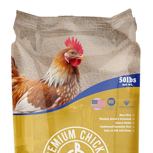 Premium Chicken Sand 50 lbs – Dust-Free, Odor-Control Bedding for Chicken Coops, Nesting Boxes, and Runs – Natural Poultry Litter - size: 1 Pack