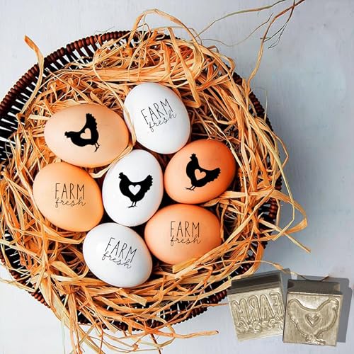 2Pcs Egg Stamps,Chicken Egg Stamp, Egg Stamps for Fresh Eggs, Farm Fresh Egg Stamp for Farm Backyard Chicken Coop Branding Gift Giving
