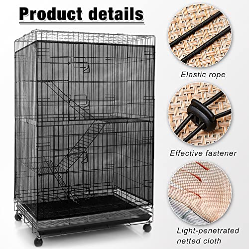Shappy Large Bird Cage Seed Catcher,Bird Cage Cover Net Skirt Guard,Adjustable Soft Airy Mesh Net for Parrot Parakeet Macaw(59.8 x 39.4 Inch/ 152 x 100 cm,Black) - color: Black, size: 59.8 x 39.4 Inch/ 152 x 100 cm