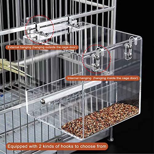 Automatic Acrylic Bird Feeder No Mess Bird Feeder Cage for Small Birds | Automatic Bird Feeder for Cage, Suitable for Parrots Canary Parakeet Budgerigar Crested Myna Cockatiel - size: L: 6.2" x 6.3" x 6.3"
