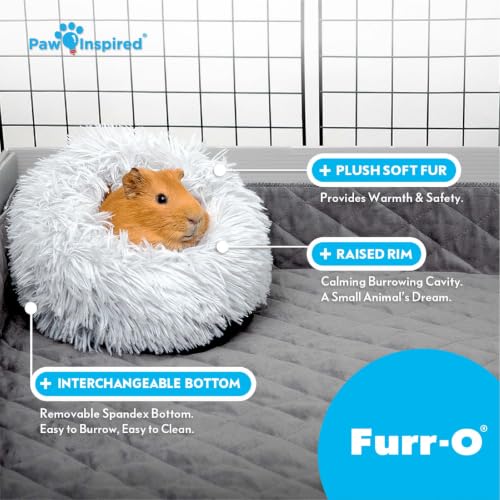 Paw Inspired Furr-O Burrowing Pet Bed Enrichment, Removable Base, Pink | Cozy Carrier Toy, Zip-On Spandex and Fleece Bottoms, Hideout Cage Accessories for Guinea Pigs, Hamsters, Small Pets, Animals - color: Pink