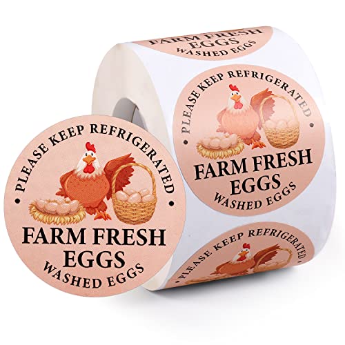 2 inch Farm Fresh Eggs Carton Labels, Colorful Round Farm Fresh Stickers Egg Carton Stickers, Farm Fresh Egg Labels Egg Packaging Stickers for Chicken Eggs Carton Labels (500pcs)