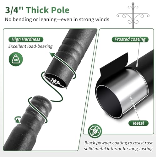Shepherds Hooks for Outdoor, 2 Pack 76 Inch Heavy Duty Double Shepherds Hook for Bird Feeder, Garden Plant, Solar Light Lantern - size: 76 inch