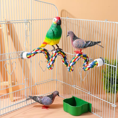 Hemobllo Parrot Cotton Rope Perch 23.62 Inch Bird Rope for Cages Climbing and Chewing Toy Standing Station for Parakeets Balance Training Exercise and Boredom Relief - size: 60cm