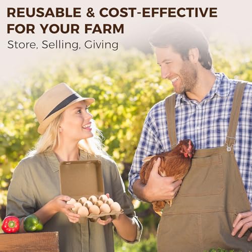 50 Pack Egg Cartons, 3x4 Style Paper Pulp Egg Trays, Sturdy & Reusable Egg Holder 12 Count Dozen Chicken Egg Storage Tray for Farmers, Home Use & Transport - style: 50Pcs Egg Carton