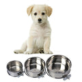 Pet Dog Stainless Steel Coop Cups with Clamp Holder - Detached Dog Cat Cage Kennel Hanging Bowl,Metal Food Water Feeder for Small Animal Ferret Rabbit (Medium) - size: Medium