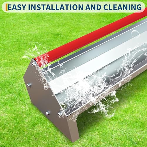 45" Chicken Trough Feeder, 5 Gallon Galvanized Steel Feed Trough with Drainage Holes & Red Crossbar | Heavy Duty, Rust-Proof Metal Duck Chicken Feeder Red - color: Red