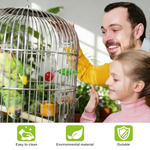 10PCS Bird Cage Food Holder, Plastic Parrot Fruit Vegetable Clips, Millet Holder for Bird Cage Parrot Food Feeder Clip for Budgie Parakeet Cockatoo Macaw Cockatiel Conure-White and Green