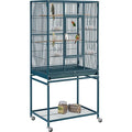 Yaheetech 54inch Metal Large Parrot Parakeet Flight Bird Cage w/Rolling Stand for Small Parrots Cockatiel Sun Parakeet Green Cheek Conure Lovebird Budgie Finch Canary - color: Navy Blue