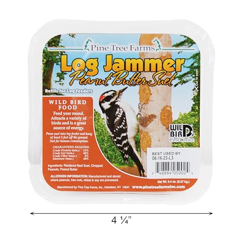 Pine Tree Farms 12 Pack Log Jammer Peanut Suet 3 Plugs Per Pack (36 Total) - size: 3 Count (Pack of 12)