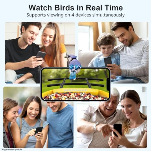 birdsnap® PAV Bird Feeder with Camera Solar Powered 2K Live Video 64GB Card | AI Bird Species Identification, Instant Arrival Alerts, IP65 Waterproof, Wild Bird Feeders for Outdoors, Gift for Bird Lovers - color: Dark Yellow