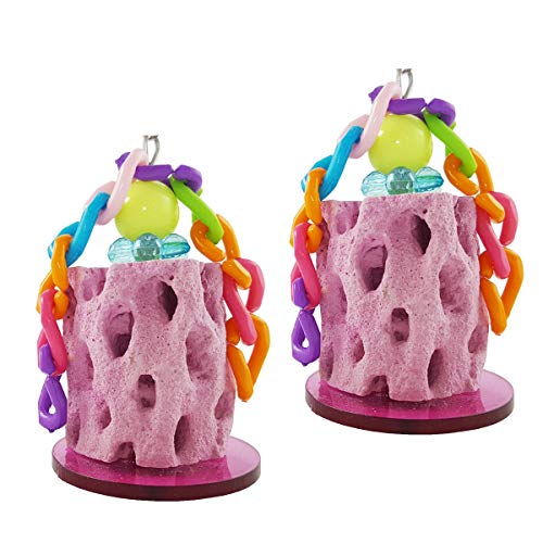 Wontee Bird Calcium Chew Grinding Treats Toy for Parrot & Small Pets (2 pc) | Minerals, colorful, trimming and cleaning bird beaks, for budgies/cockatiels/conures/quaker/senegal parrot/gerbils/rats/mice - size: B (2 Pack)