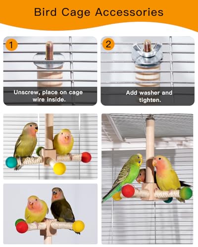 Bird Perch Toy, 360° Rotating Parrot Perch, Interactive Spinning Bird Cage Toy for Budgies, Cockatiels, Lovebirds, Parakeets and Small to Medium Birds