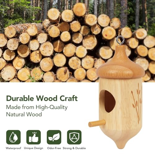 Hummingbird House, Small Hummingbird Houses for Outside | Wooden Bird House with Bow, String, Cute Gardening Gifts Home Decoration, Attractive Hummingbird Garden Decor - color: Style-3, size: 3 Pack