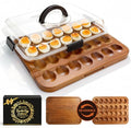 Deviled Egg Containers with Lid, 2-in-1 Acacia Wooden Deviled Egg Platter & Charcuterie Board, Portable Egg Platter With lid for Party, Home Kitchen Gift for Women - color: Black