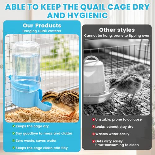 Quail Chick Waterer, Large Capacity Quail Water Feeder for Chick, Duckling, Parrot, Hamster, Hanging or Free-Standing
