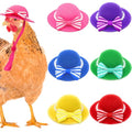6-Pack Mini Chicken Hats for Hens, Dolls Hats, Cute Decorations | Cotton & Polyester, 2.76 in (7 cm), Adjustable Chin Strap, Fits Small Animals - style: Bowknot-Pearl-New