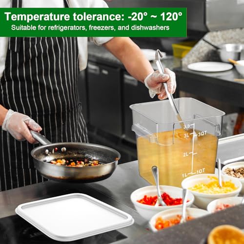 FoldTier 2 Pieces Square Food Storage Containers Polycarbonate Clear food Container with Lid Commercial Storage with Graduations for Commercial Kitchen Dough Marinating Meat (White,2 Qt,4 Qt) - color: White, size: 2 Qt,4 Qt
