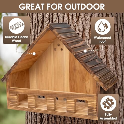 SWANGSA Mourning Dove Nesting Box, Carbonized Cedar Birdhouses for Outdoor Doves and Other Small Birds - size: 1 Pack