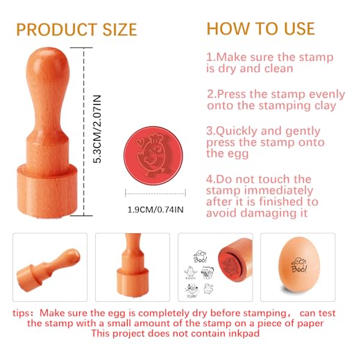 AHANDMAKER 5 Styles Fresh Egg Stamp Mini Cute Chick Stamp Wooden Egg Stamps Decorative Label Stamps for Egg Famers and Owners, Farm Supplies Card Making Planner Decal(No Ink Include) - style: Chicken