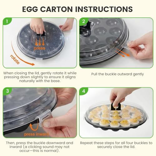 HANSGO Deviled Egg Containers with Lid, 3 PCS Deviled Egg Platter Carrier | Deviled Egg Trays with 66 Slots for Party, Home Kitchen, Easter, Thanksgiving and Other Festival, Black - color: 3pcs Black