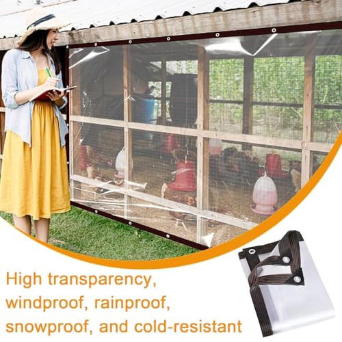 DLronwey 6.6x10ft Chicken Coop Cover for Winter,Chicken Coop Tarp with Elastic Cords & Rope,Waterproof Windproof Winterizing Insulation for Chicken Run,Porch Patio Poultry Enclosure