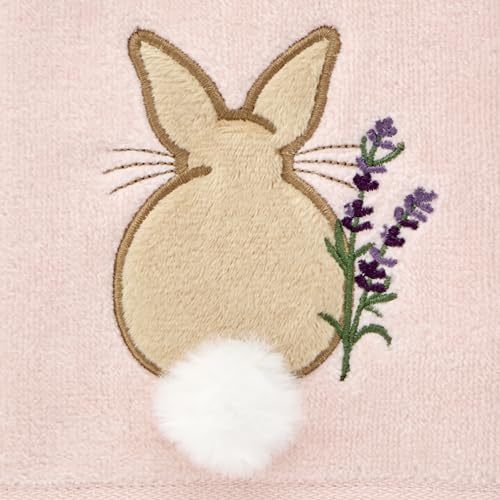 SKL Home Easter Cotton Tail 100% Cotton Embroidered 2pc Hand Towel Set with 3D Embellishment, Decorative for Bath/Kitchen/Bar & Gift, Pink - color: Cotton Tail