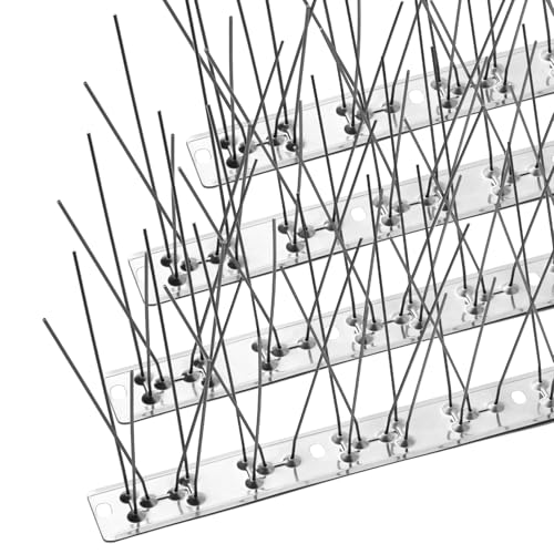 OFFO Bird Spikes for Outside, 304 Stainless Steel, 4 Pcs, 3.4 Ft (1.04 m), for Roof, Porch, Mailbox, Light, Window Ledges, Fence - size: 3.4 Feet