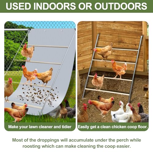 Chicken Coop Poop Hammock Waterproof and UV, 6.5 * 4 FT Poop Deck | with 8pcs Ball Bungees Cords, Chicken Roosting Perch to Catch the Chicken Poop for Poultry（Not Include Perch)