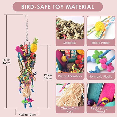 KATUMO Bird Toys, Seagrass Basket Toy with Array of Chewable Parrot Foraging for Small Medium Parrot Birds - style: Pineapple