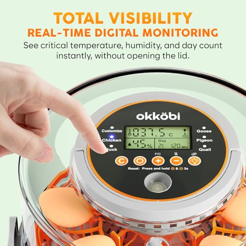 Egg Incubator with Automatic Egg Turning and Humidity Control – 12 or 20 Egg Incubator for Hatching Eggs – incubadora de huevos de gallina – Smart Temp Adjust – Candling Lamp