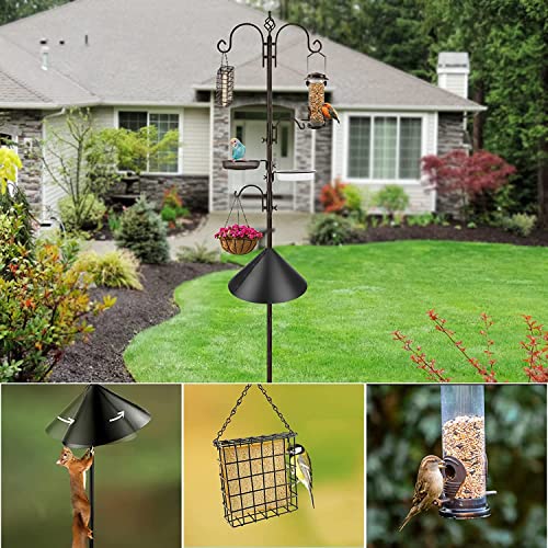 Bird Feeding Station Kit with Squirrel Baffle and Suet Cage Wild Bird Feeder Kit with Mesh Tray, Fruit Hook, and Double W Hook for Attracting Wild Birds - size: 17" L x 17" W x 91" H